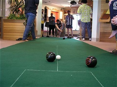 Play bowls on a carpet 9ft wide and up to 45ft long. 