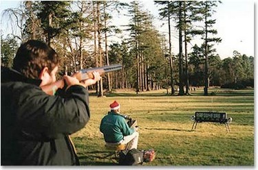 Plastic clay is released and a laser beam is fired from each of the rifles