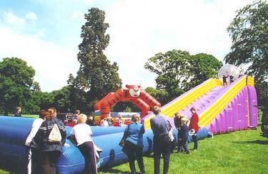 Roll down in inflatable hillside inside a see through globe