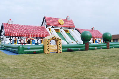 Multi Entertainment bouncy castle with slides and inflatable animals