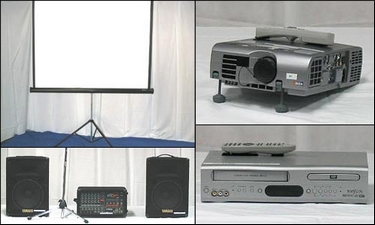 Popular cartoons on a LCD Projector and Screen