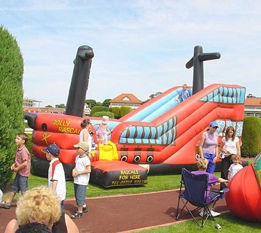 Inflatable decorated as pirate ship